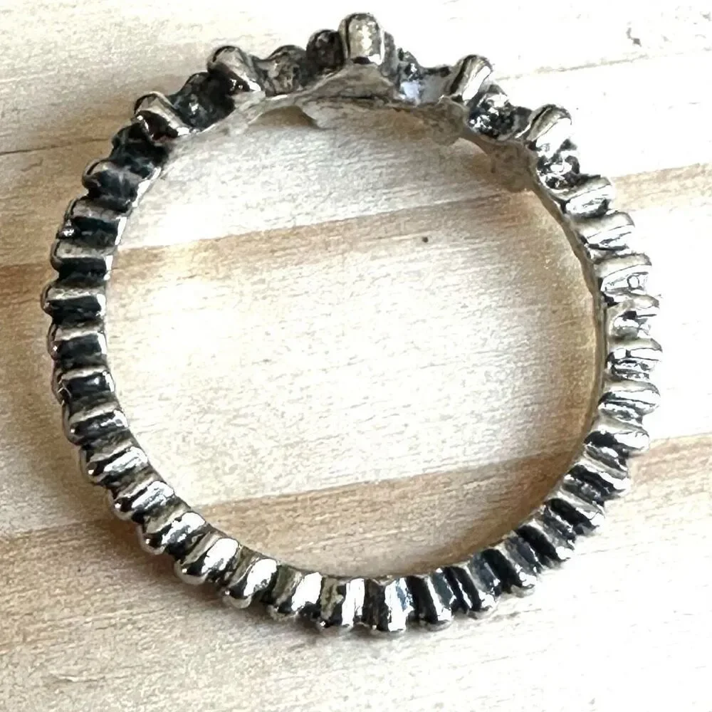 Silver-Tone  Beaded Crown Ring